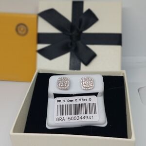 Moissanite Cushion Iced Earrings 925 Silver Stud